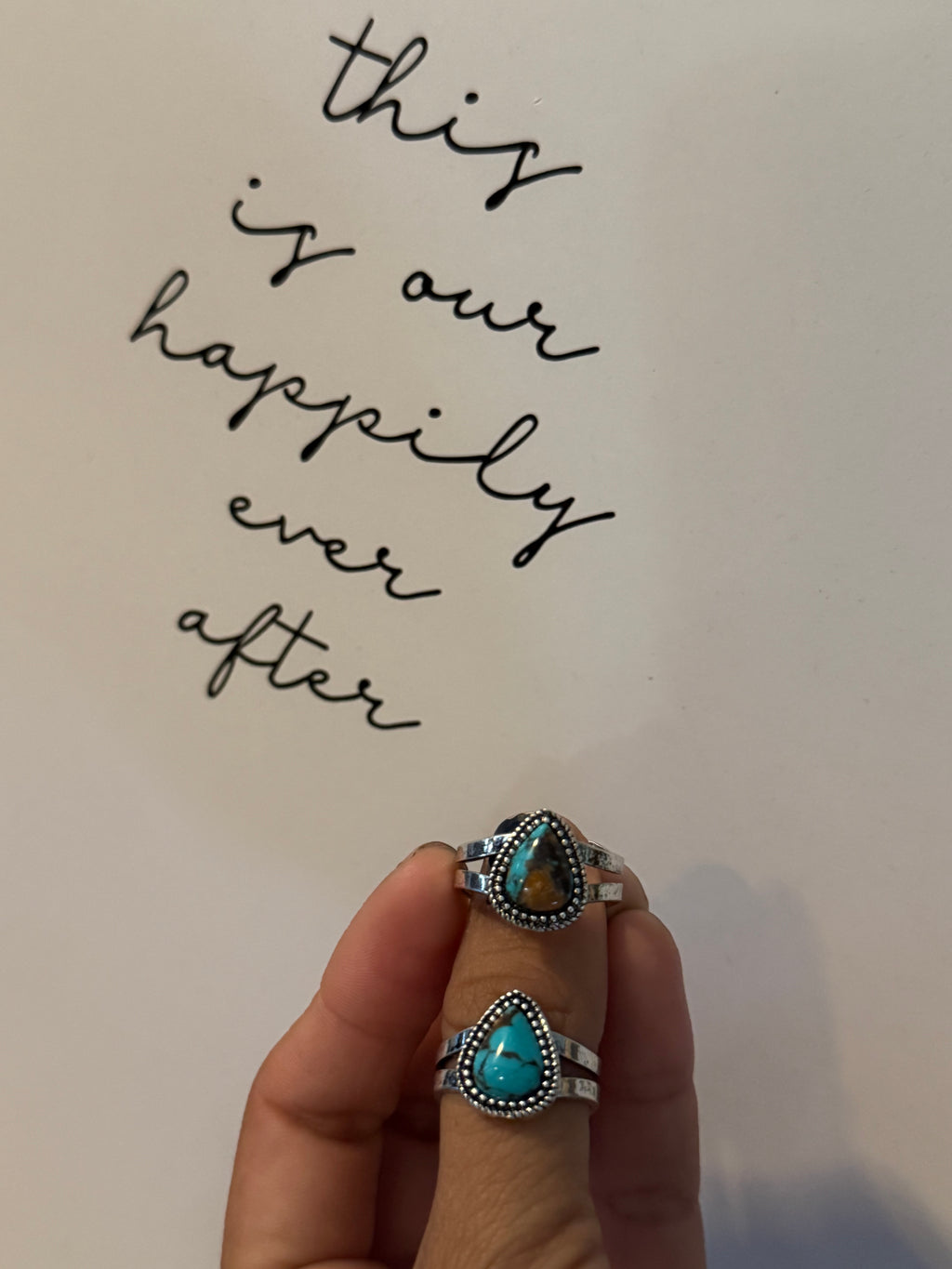 Western Teardrop Stone Adjustable Ring “Turquoise”