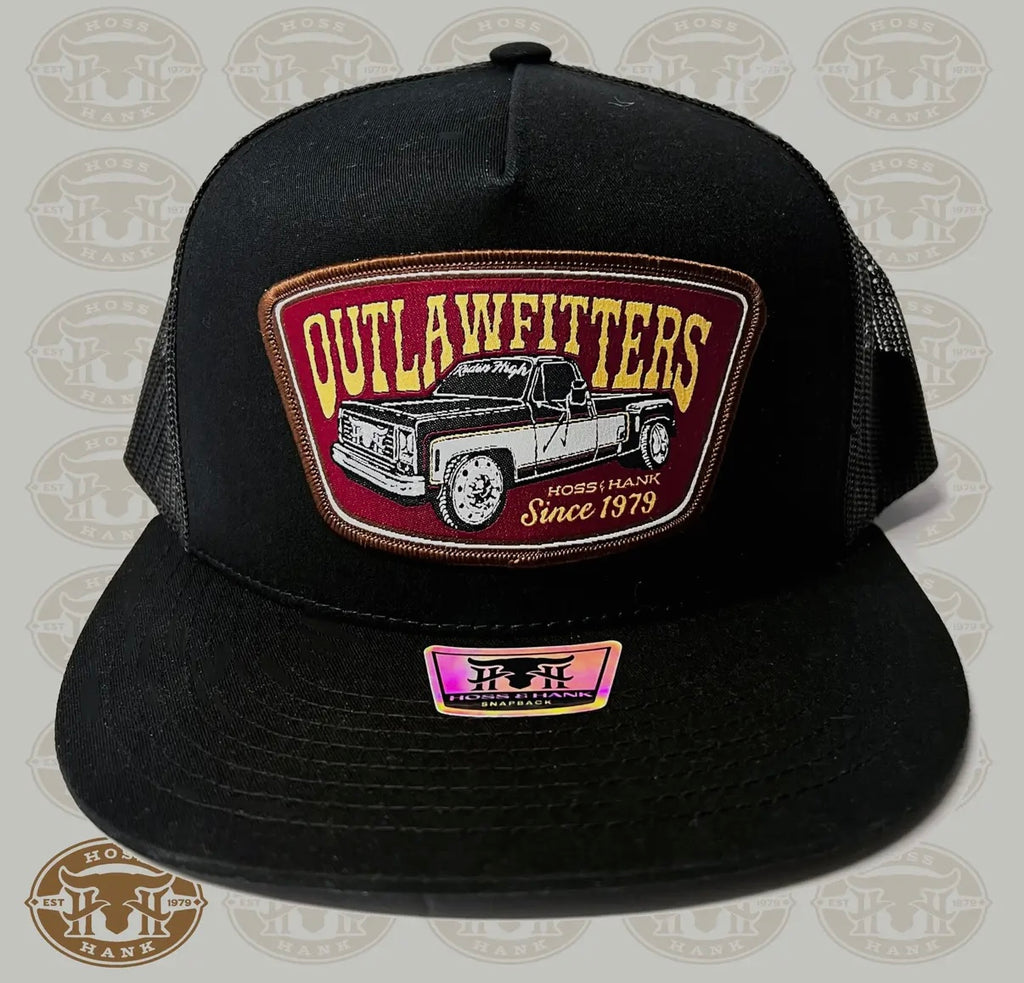 Ridge And Holler “Straight Pipes Black” Squarebody Flat Bill Hat