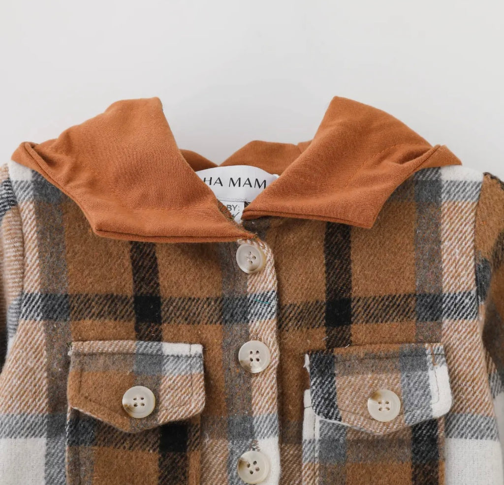 Hooded Brown, orange & Cream Flannel Jacket