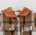 Hooded Brown, orange & Cream Flannel Jacket