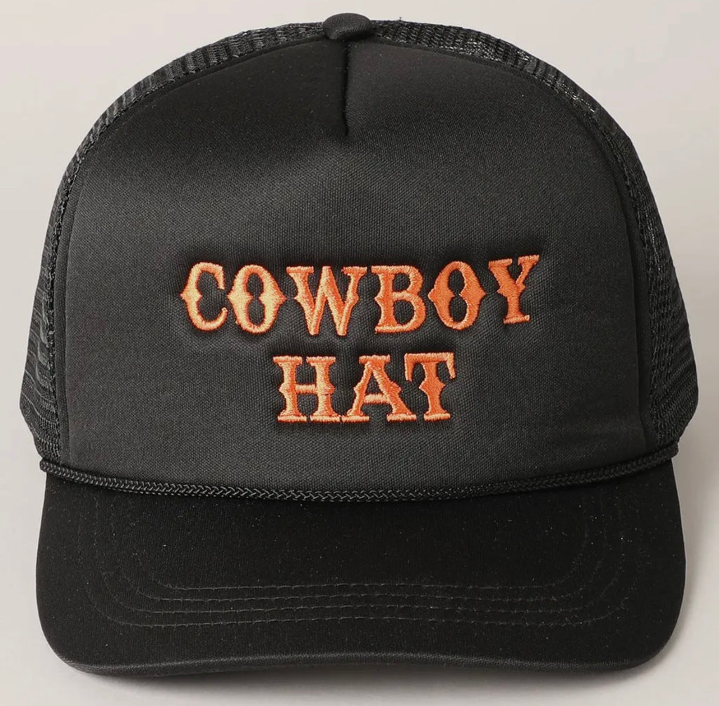 Cowboy Hat Embroidered Mesh Back Trucker Cap