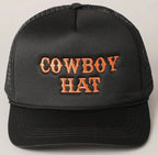 Cowboy Hat Embroidered Mesh Back Trucker Cap