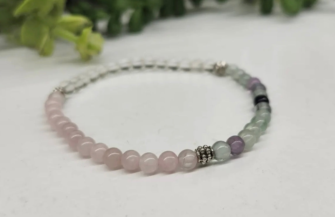 Inner Peace - Clear Quartz/Rainbow Fluorite/Rose Quartz-4mm