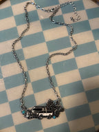 Western Style Truck Cactus Turquoise Stone Pendant Necklace