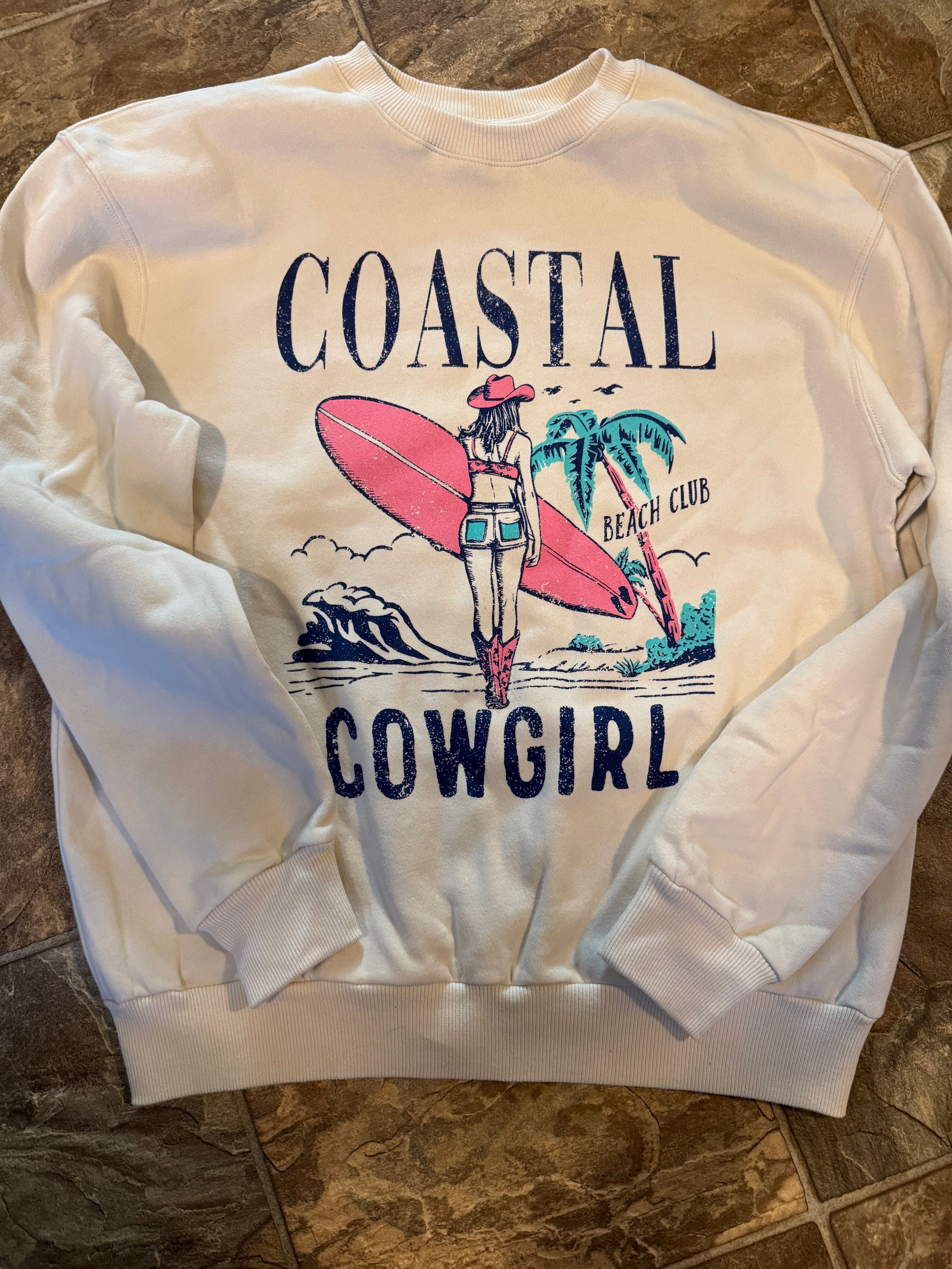 Coastal Cowgirl Beach Club Sweatshirt “Oat”