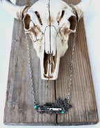 Western Style Truck Cactus Turquoise Stone Pendant Necklace