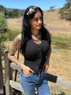 Textured Waistcoat Buttoned Tank Top