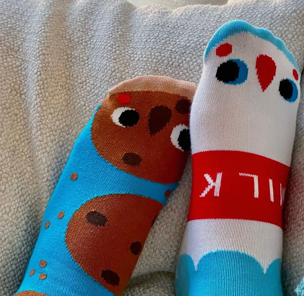 Milk & Cookies Fun Mismatched Socks Adult Socks