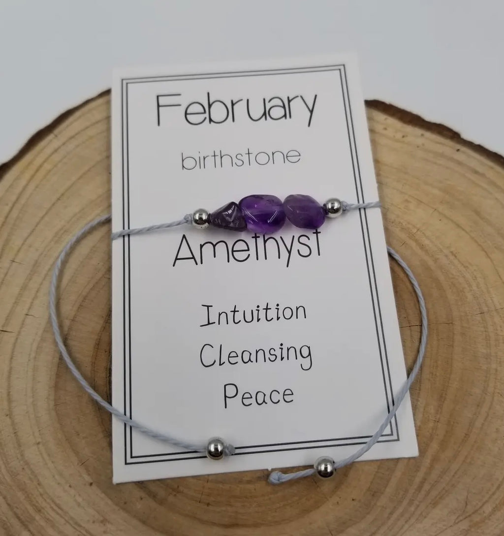 Handmade Birthday Stone Natural Stone Bracelet with Card