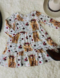 Cow & Flower Printed Long Sleeve
Girl Dress