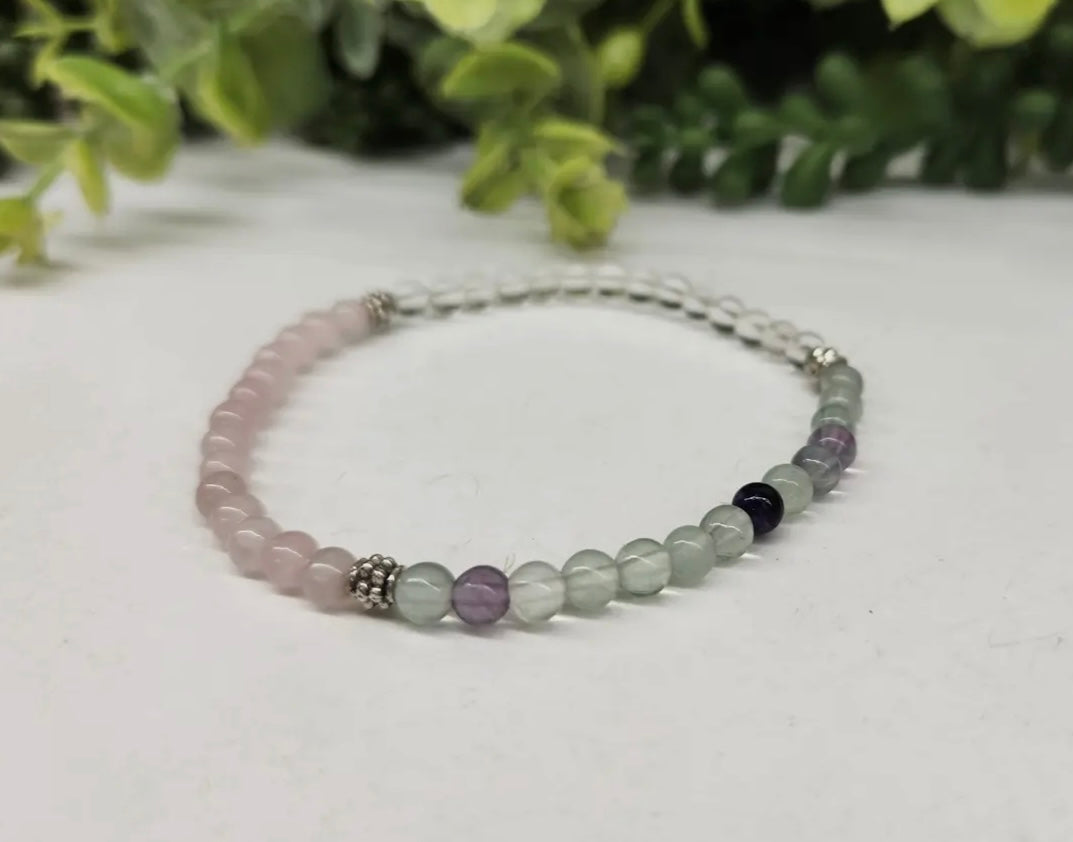 Inner Peace - Clear Quartz/Rainbow Fluorite/Rose Quartz-4mm