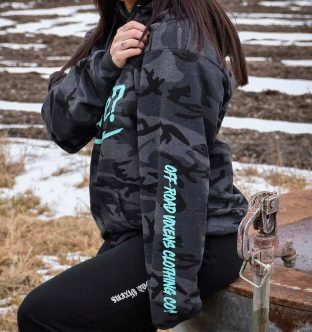 But Did You Die Hoodie “Teal & Camo”