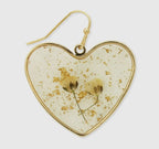 Queen Anne's Lace Dried Flower Heart Earrings