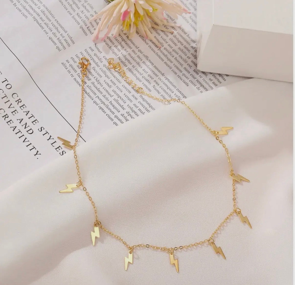 Gold-Tone Lightning Bolt Charm Necklace