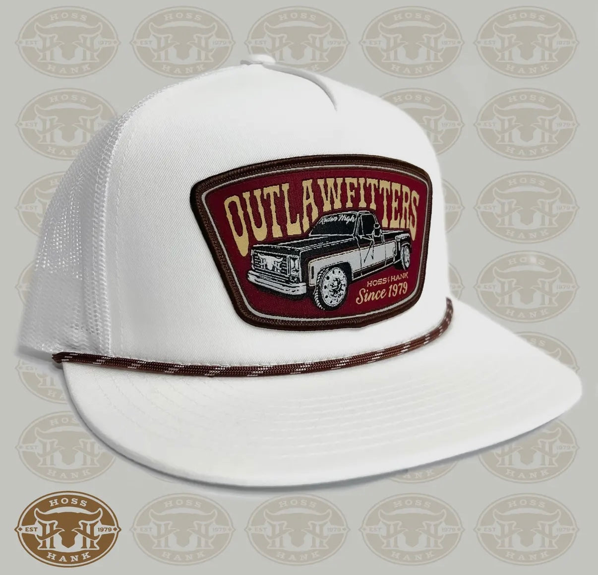 Ridge And Holler “Straight Pipes White” Squarebody Flat Bill Hat