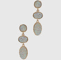 Oval Gradation Colored Faux Druzy Post Earrings “Holographic White”