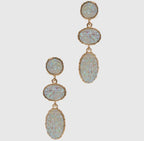Oval Gradation Colored Faux Druzy Post Earrings “Holographic White”