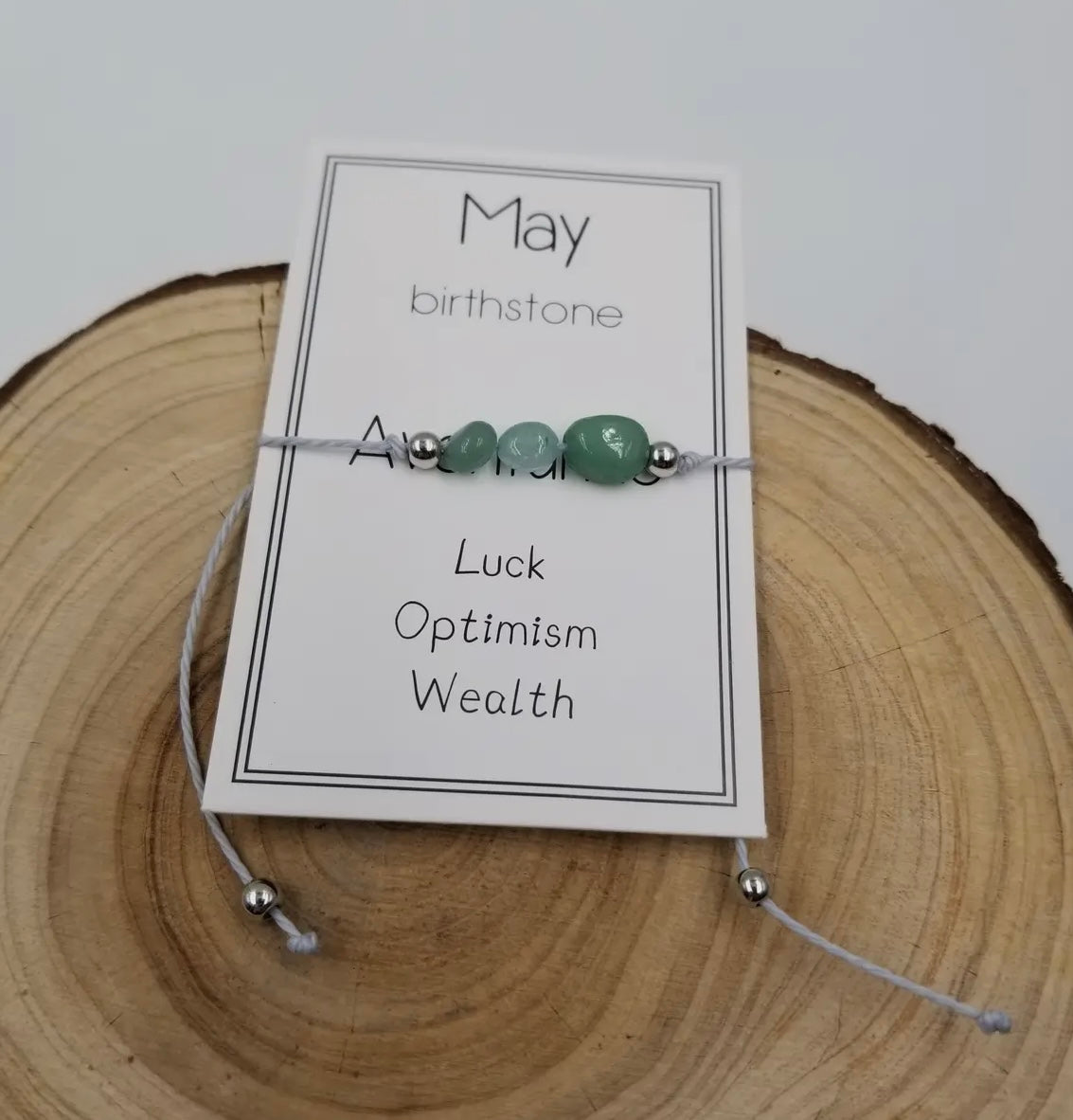 Handmade Birthday Stone Natural Stone Bracelet with Card