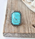 Western Style Turquoise Stone Adjustable Ring