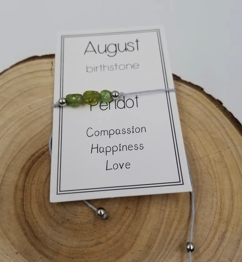 Handmade Birthday Stone Natural Stone Bracelet with Card