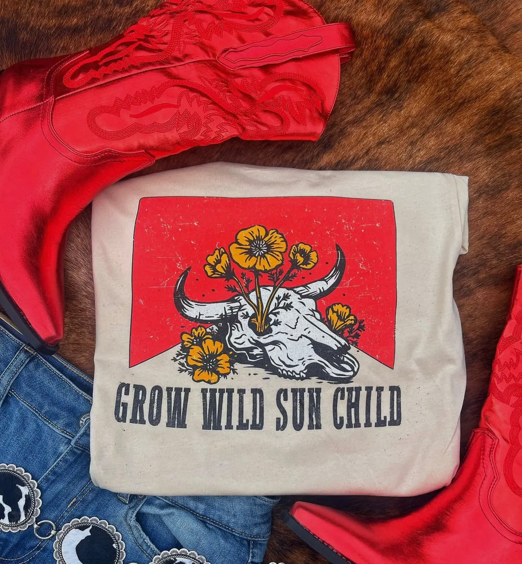 Grow Wild Sun Child Western T-shirt