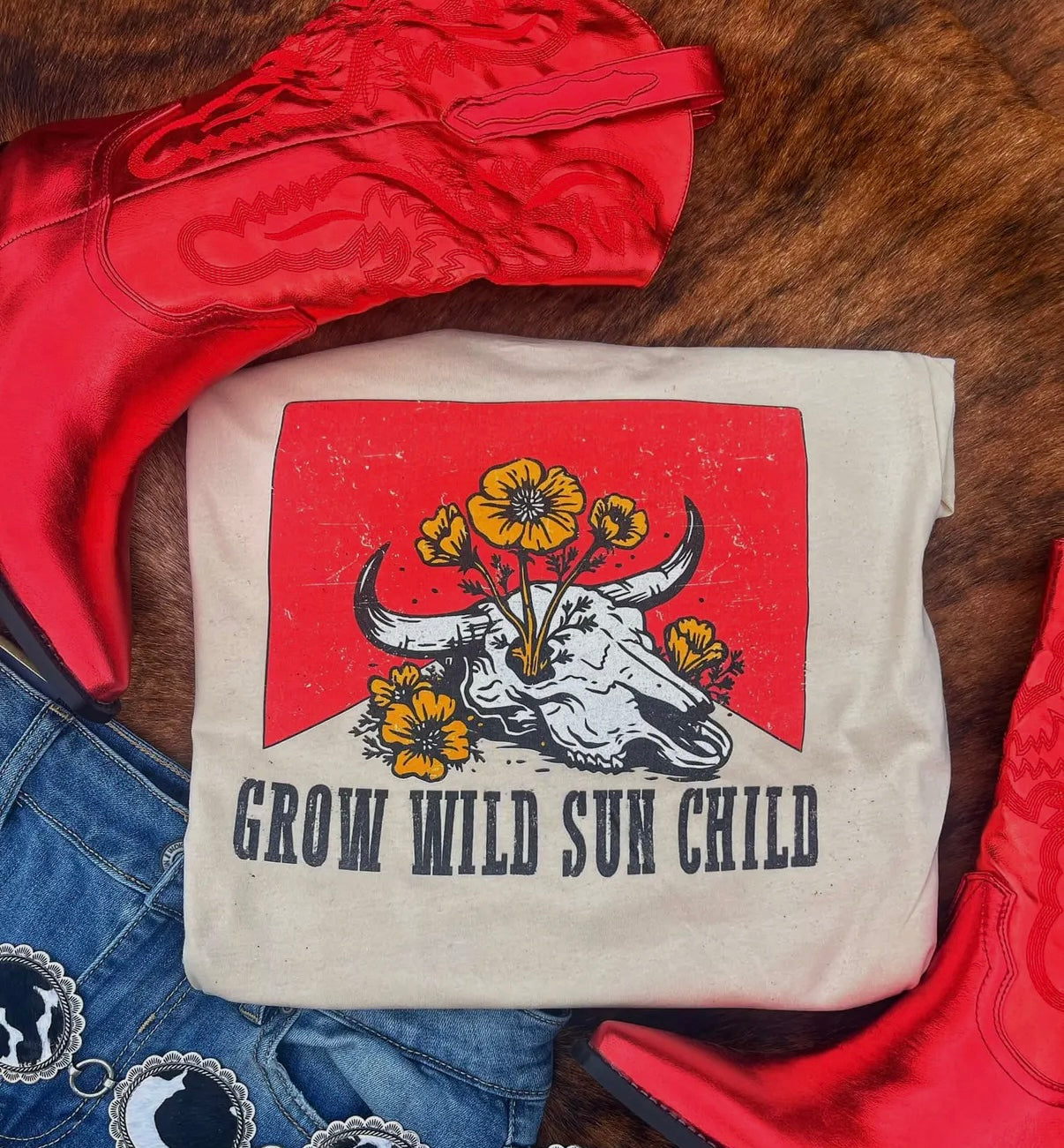 Grow Wild Sun Child Western T-shirt