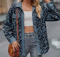 Lapel Leopard Long Sleeve Shacket “Blue and Black Leopard”