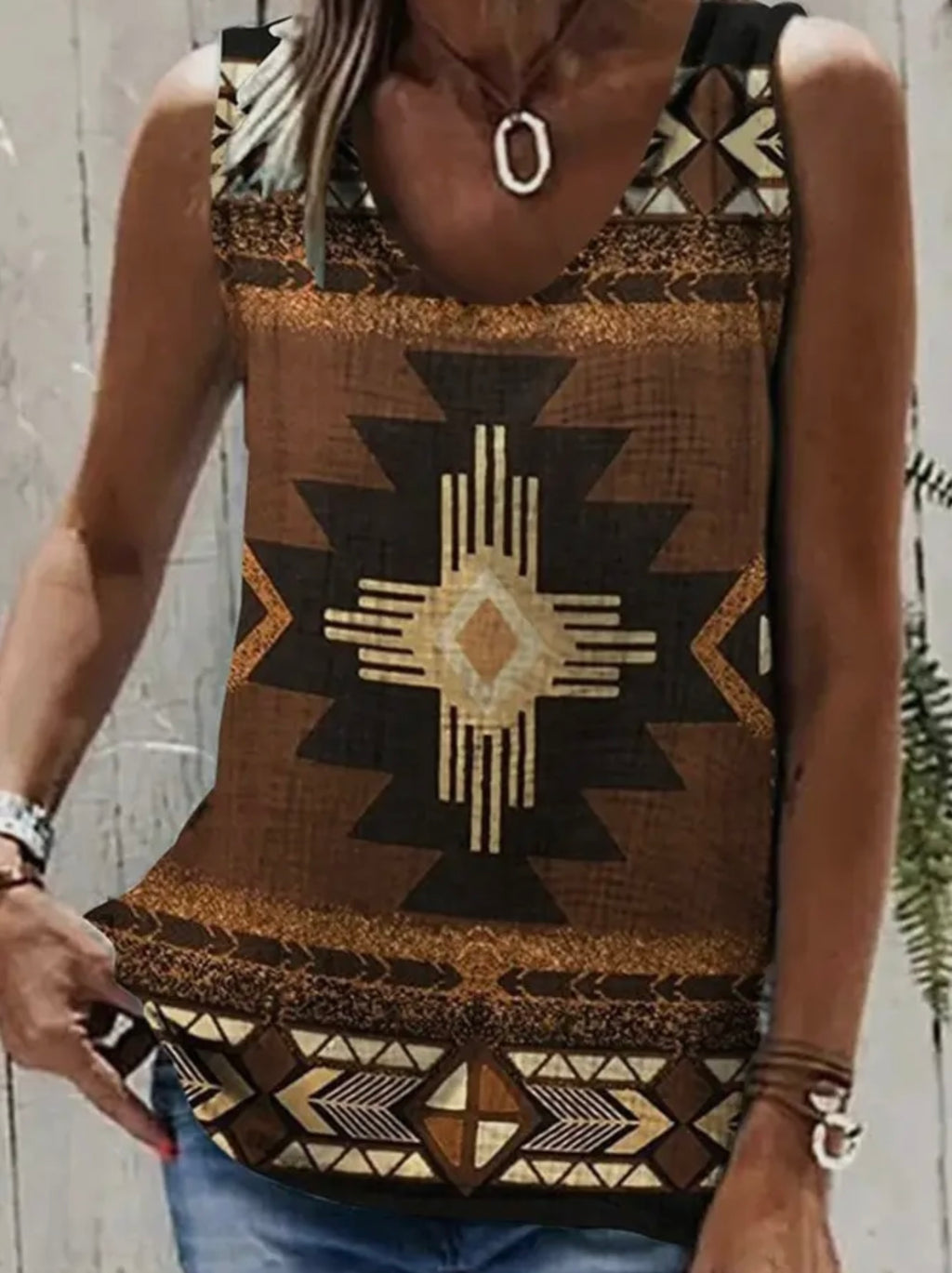 Aztec Western Print Tank Top