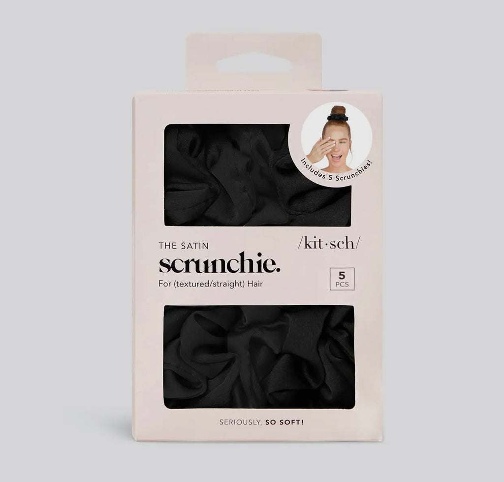 KITSCH Satin Sleep Scrunchies 5pc - Black