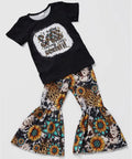 Girls Sunflower Leopard Bell Bottom Set