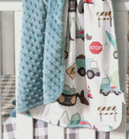 Baby & Toddler Minky Blanket - Construction Trucks