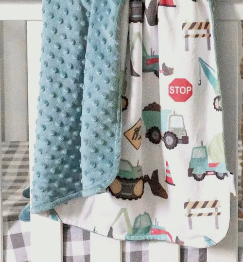 Baby & Toddler Minky Blanket - Construction Trucks