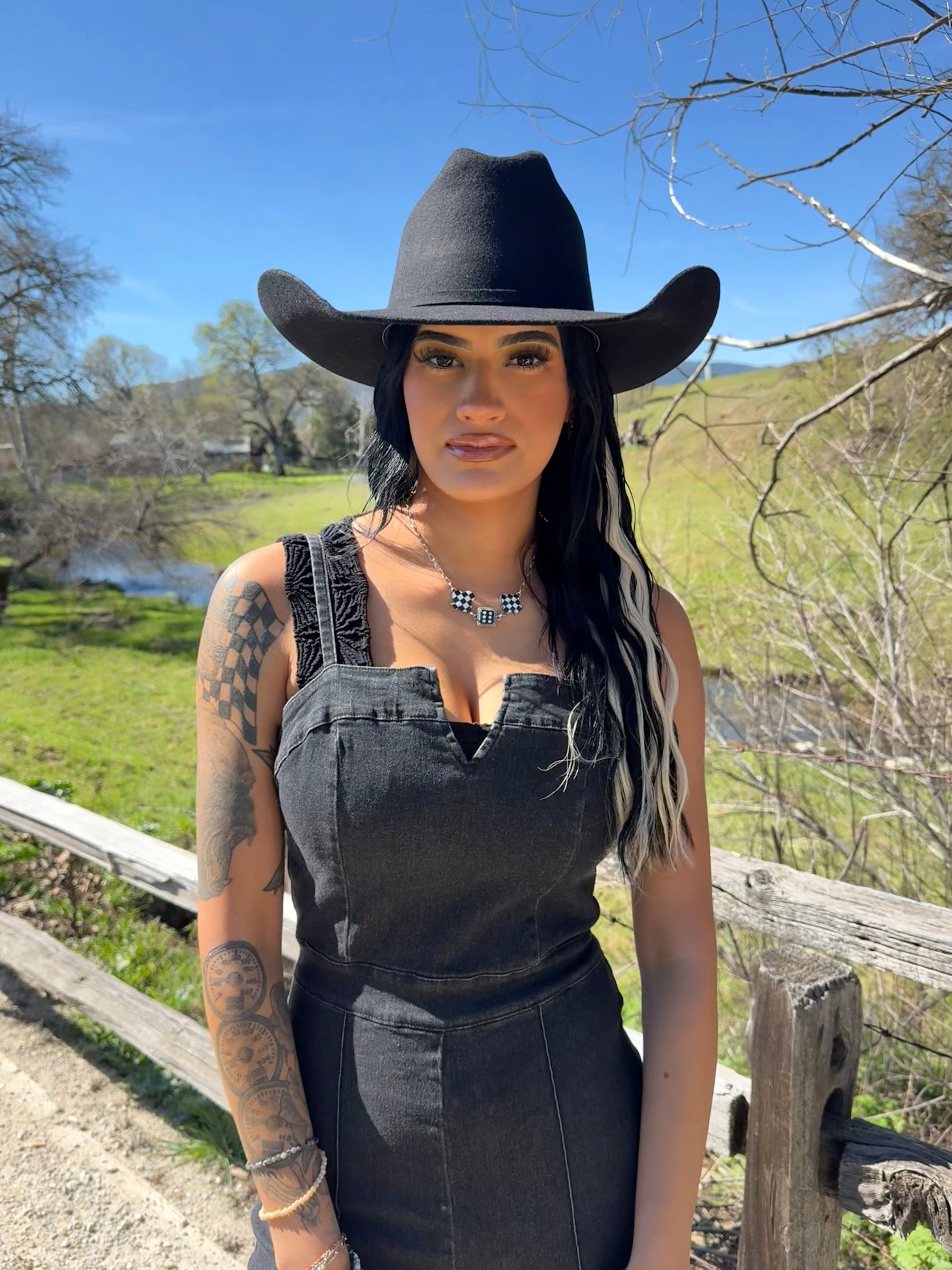 Suspenders High Stretch Denim Jumpsuit “Black”