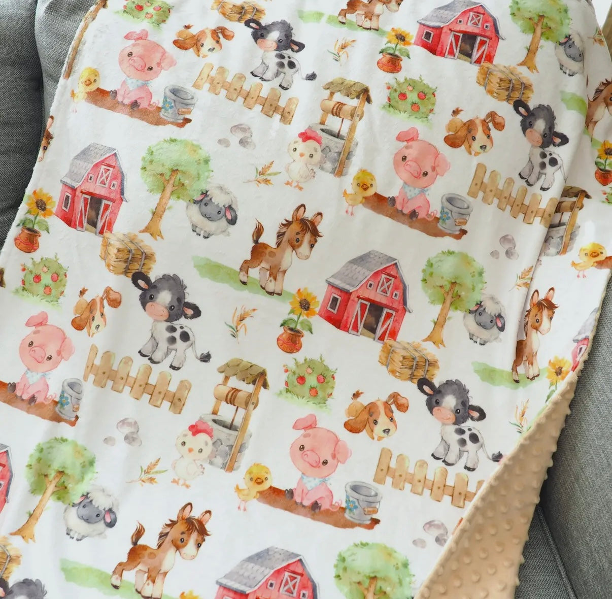 Baby & Toddler Minky Blanket - Farm Animals