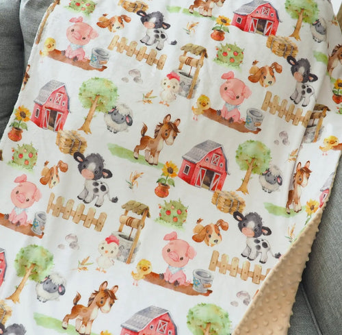 Baby & Toddler Minky Blanket - Farm Animals