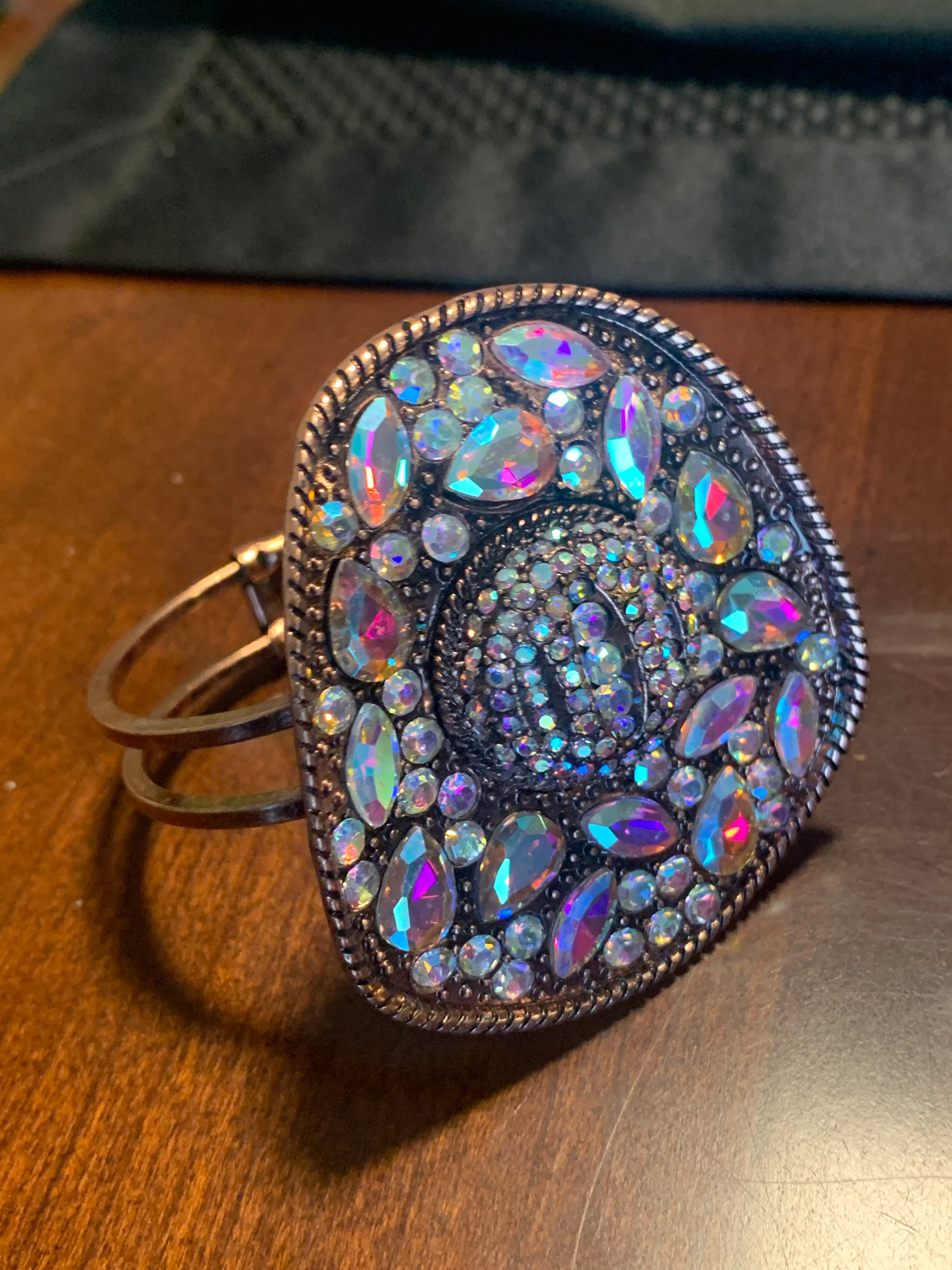 Western Cowboy Hat bling rhinestone Hinge Bracelet