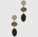 Oval Gradation Colored Faux Druzy Post Earrings “Silver/Gray/Black”