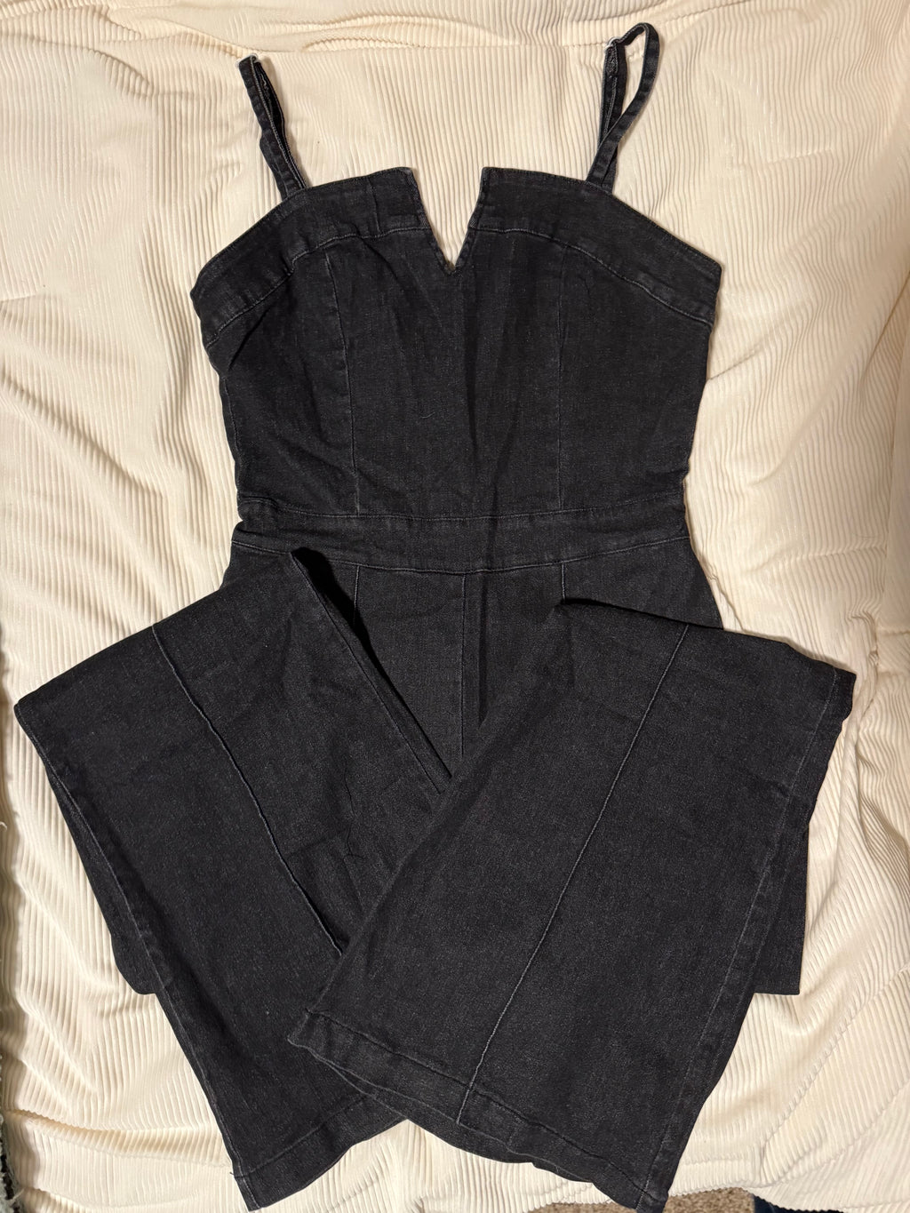 Suspenders High Stretch Denim Jumpsuit “Black”