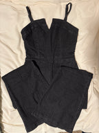 Suspenders High Stretch Denim Jumpsuit “Black”
