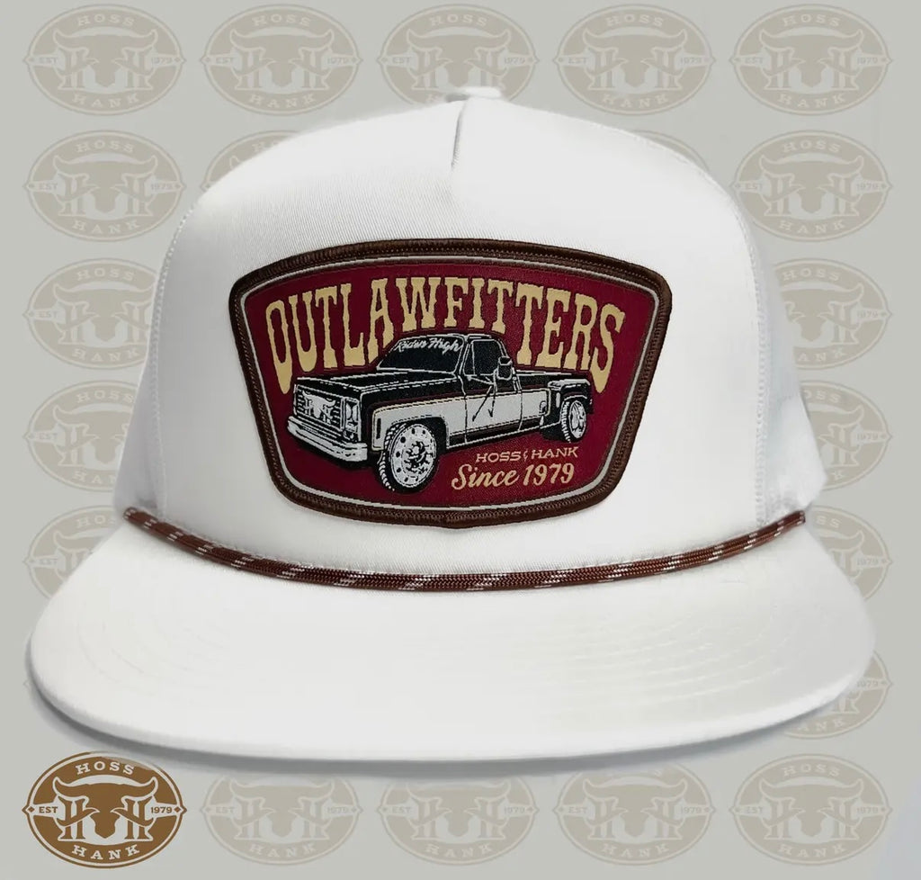 Ridge And Holler “Straight Pipes White” Squarebody Flat Bill Hat