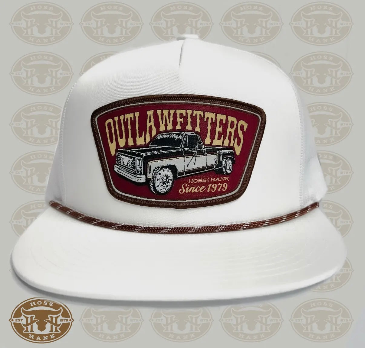 Ridge And Holler “Straight Pipes White” Squarebody Flat Bill Hat