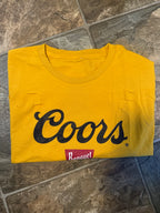 Coors Banquet Distressed Crop Top Tee “Yellow”