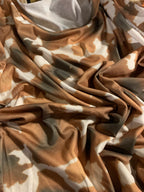 Brown Cowhide Short Sleeve Top W Hi-Low Hem