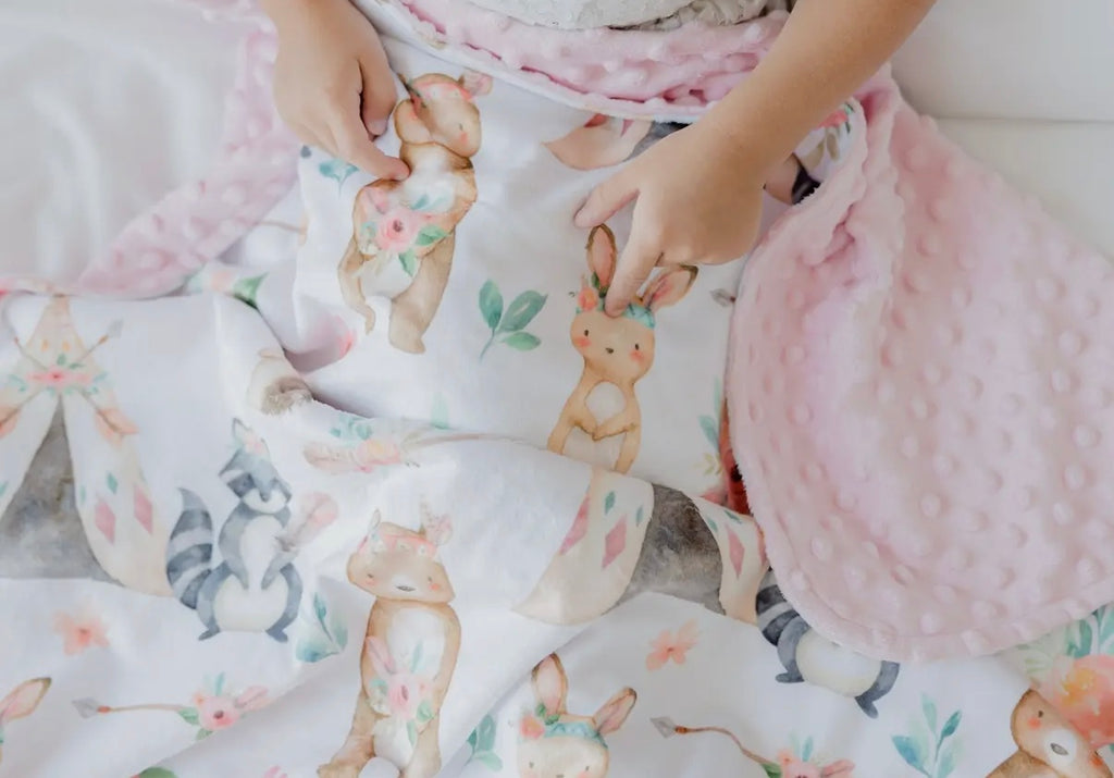 Baby & Toddler Minky Blanket - Woodland Tribe Pink