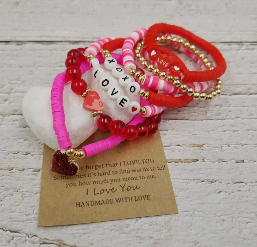 Passionate Red Clay Heishi
Valentine Bracelet Sets with Card