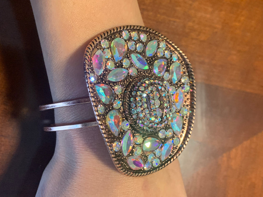 Western Cowboy Hat bling rhinestone Hinge Bracelet