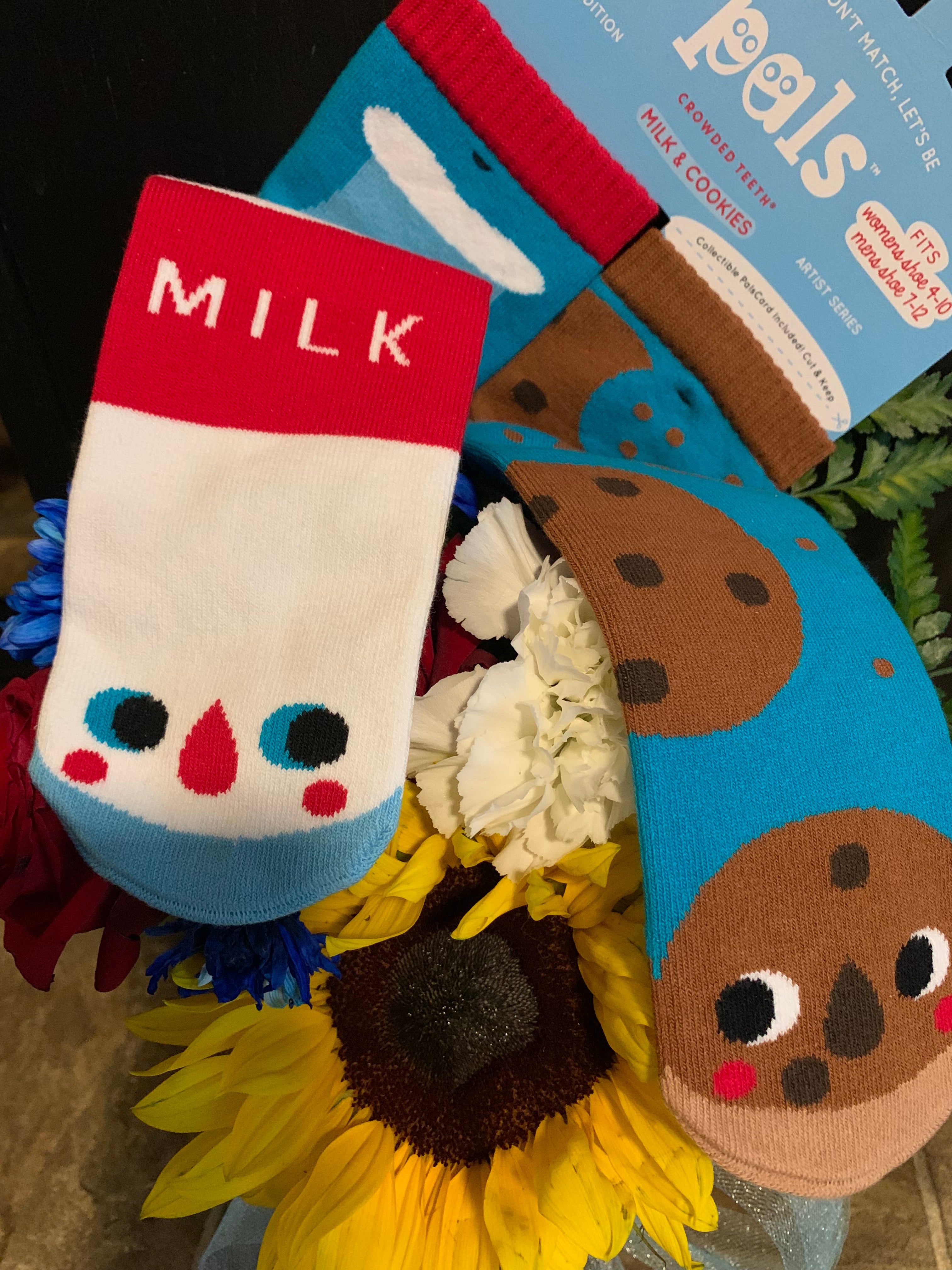 Milk & Cookies Fun Mismatched Socks Adult Socks