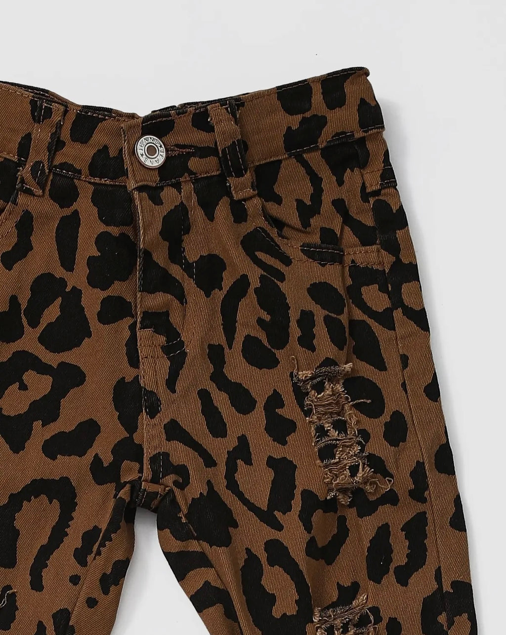 Leopard Distressed Double Layer Girls Jeans