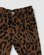 Leopard Distressed Double Layer Girls Jeans