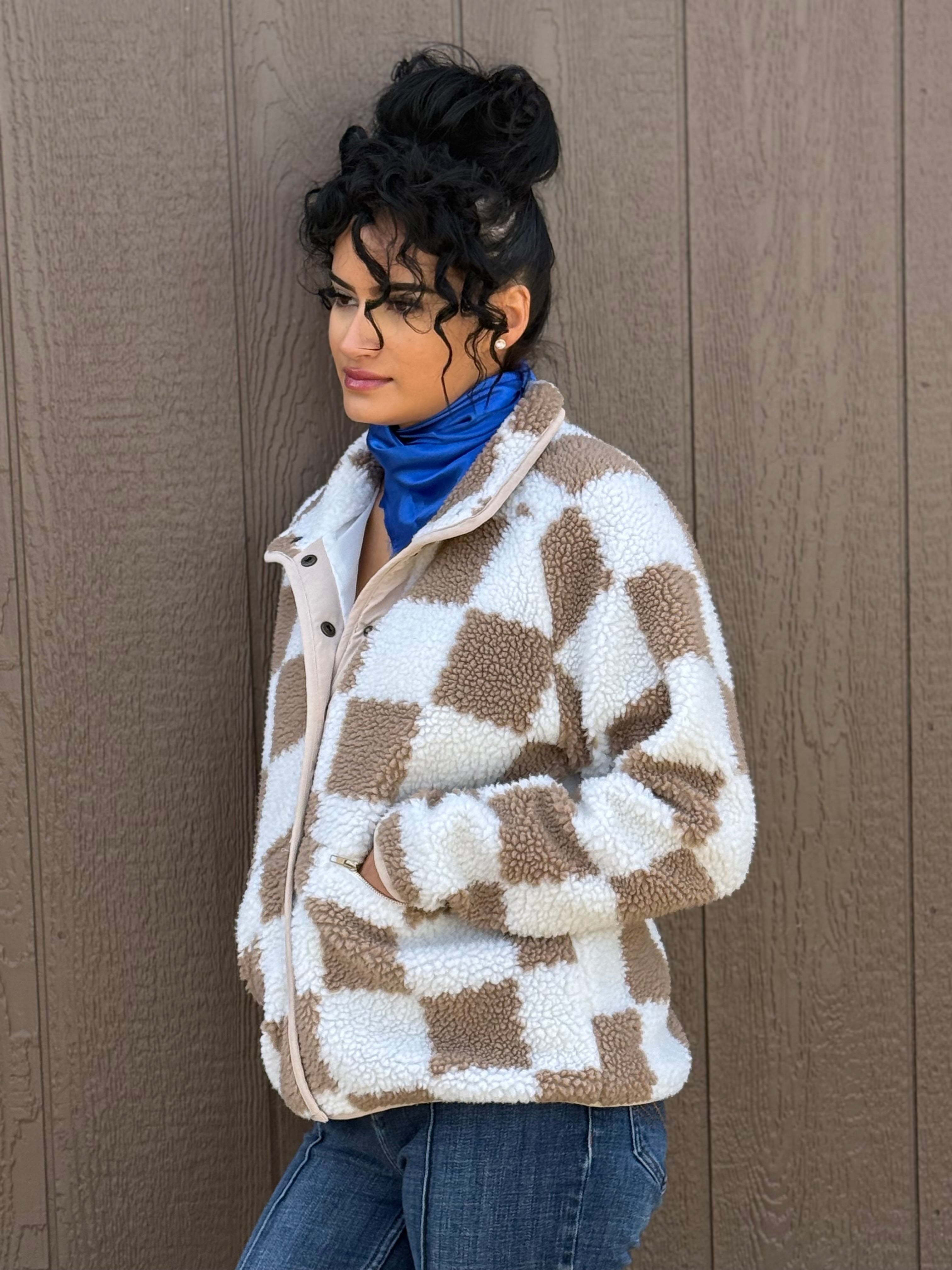 The Dylan: Checkered Sherpa Jacket
